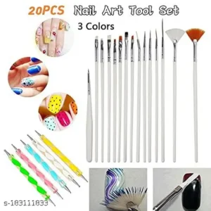 100 pcs White Nails 3 pcs Nail Glue 1 Sheet Nail Sticker 1 pc Nail Art Wheel and 2 pc Nail Art Dotting Pen Combo